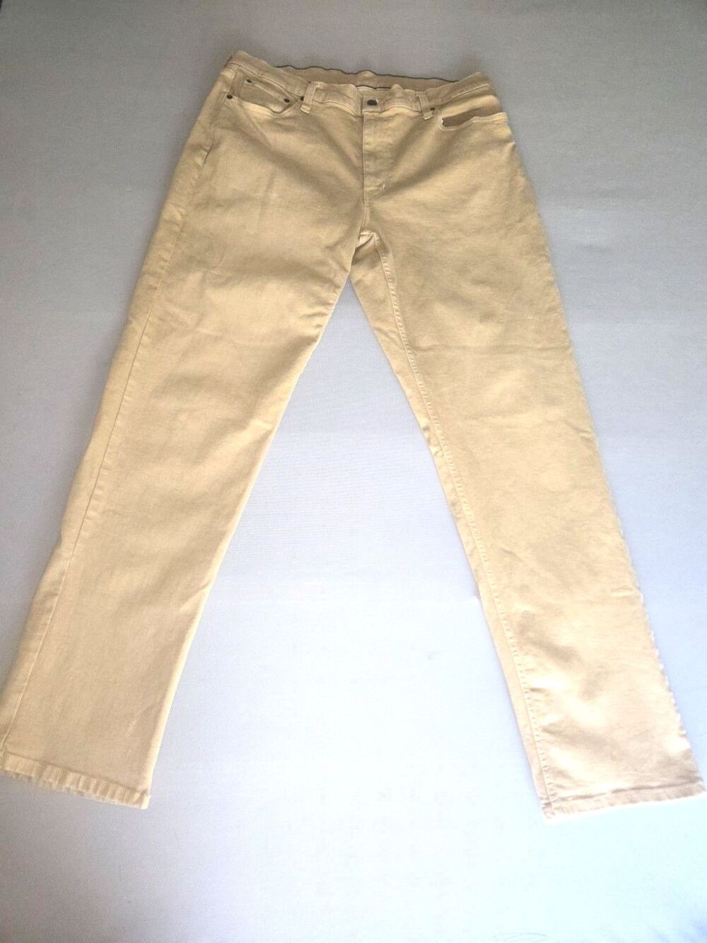 L.L. Bean BeanFlex Standard Athletic Pants Mens 38x34 Beige Cotton Blend Trouser